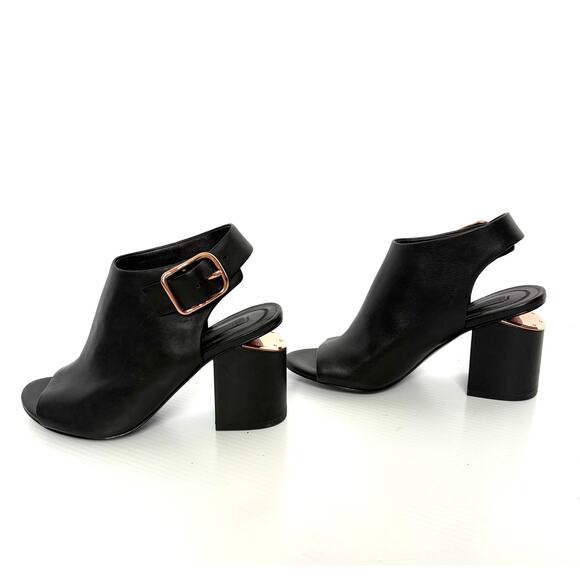 Alexander Wang Nadia Leather Peep-Toe Block Heel Sandals 35.5 Rose Gold - Picture 4 of 9